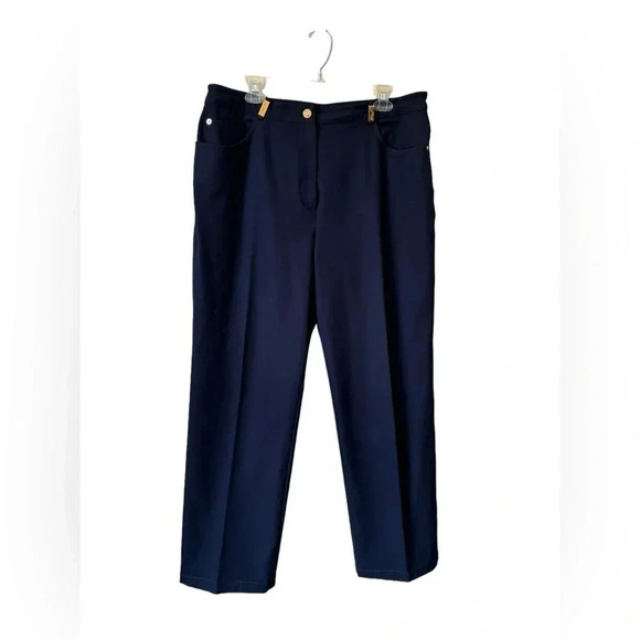 St. John Sport Navy Blue Stretch Pants Size 16 Zip Closure - Picture 8 of 14